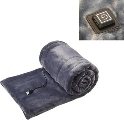 Produktbild von USB Elektrische Heizdecke Fleece Tragbarer Beheizter Überwurf Winter Warmer Schal UK Gray 140*80cm