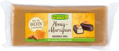 Produktbild von Rapunzel 1400225, 250 g, Marzipan, Honig, Nüsse, MANDELN* (50,00%), Honig* (50,00%), 455 kcal, 1896 kJ