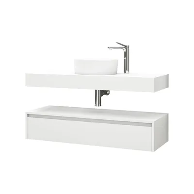 Productafbeelding van BELVIT Linuva wastafelonderkast MDF – Badkamerkast, hangend met lade en opbergruimte, modern, matzwart/eikenhout/matwit, 80x50 cm en 120x50 cm