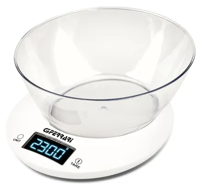 Productafbeelding van G3 Ferrari Winny, elektronische keukenweegschaal, 5 kg, 1 g, transparant, wit, aanrechtmodel, rond
