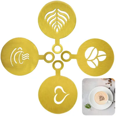 Cappuccino-Schablonen-Set 4 Stück, Edelstahl, gold