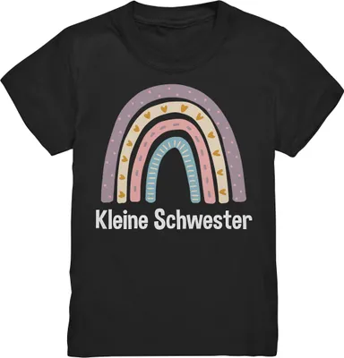 Produktbild von Kleine Schwester T-Shirt Regenbogen Kleine Schwester Geschenk – Black / 122/128 (7-8)
