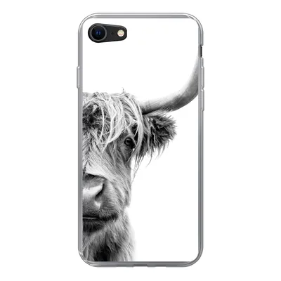 Produktbild von MuchoWow® Handyhülle Schutzhülle Hülle für iPhone 8 Schottischer Highlander - Tiere - Schwarz - Weiß Silikon Softcase Handy Hülle - Schutzhaube
