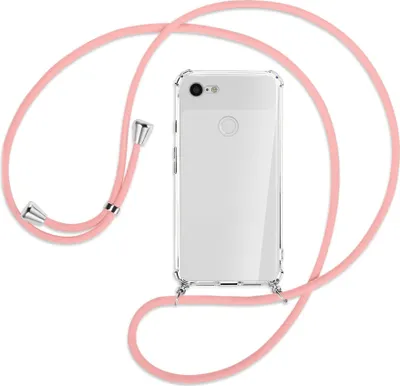Produktbild von Handykette Backcover-Schutzhülle mit Band (Metall silberfarben) für Google Pixel 3 XL - rosa