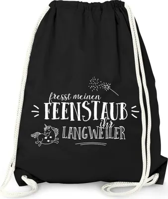 Produktbild von Turnbeutel Fresst meinen Feenstaub ihr Langweiler Sprüche Spruch Moonworks® schwarz unisize