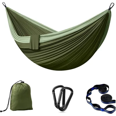 Productafbeelding van Hangmat voor 2 personen, 300x200 cm, parachute nylon, groen, draagvermogen tot 300 kg