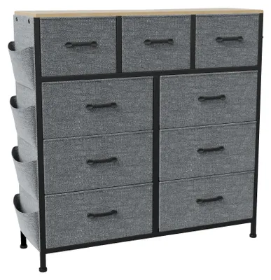 Image de Meuble de rangement, 9 grands tiroirs, design moderne, gris