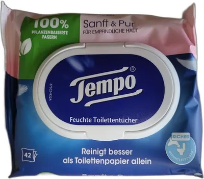 Produktbild von Tempo Feuchte Toilettentücher Sanft & Pur 42 Tücher (1er Pack)