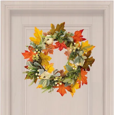 Produktbild von Herbstkranz Türdekoration 45 cm, Kunstblätter, Für Innen Und Außen