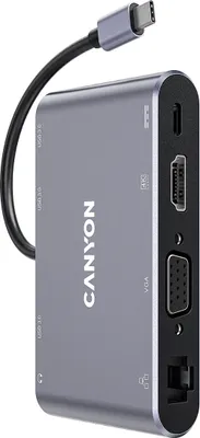 Immagine prodotto di Canyon CNS-TDS14 Canyon USB-8-in1 HUB USB-C > HDMI/3xUSB/USB-C/RJ45/VGA/Audio retail