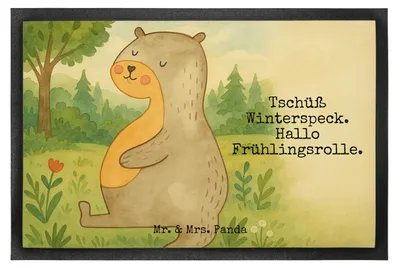Produktbild von Mr. & Mrs. Panda Türvorleger Otter Bauch Design 60 x 90 cm - Weiß - Geschenk, Schmutzfangmatte, Fußabtreter, Winterspeck, Sportmuffel, dick, Seeotter See, Schmutzmatte