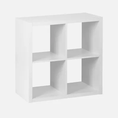 Produktbild von sweeek - Kubisches Bücherregal Holz-Optik 2 Ebenen 4 Stauräume - Weiß