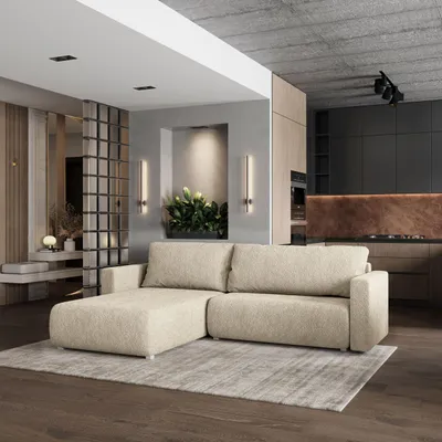 Produktbild von Masseno Ecksofa TURIN N mit Schlaffunktion L-Form, Sofa mit Bettkasten, Wohnzimmersofa, Couch, Soffa, Bettsofa, Couchgarnitur- Creme, NOW OR NEVER 02