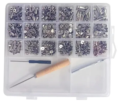 Produktbild von Nieten für Kleidung - 455 Stück Punk Handgemachte Accessoires, 11 Größen Zinklegierung Nieten Set mit Befestigungswerkzeugen | Für Gürtel, Hut, Hose, Haustierhalsband, Kunsthandwerk, Piercing