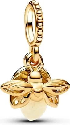 Produktbild von Pandora Charm-Anhänger Glühwürmchen, vergoldet, leuchtet im Dunkeln, Schmuckanhänger für Armbänder