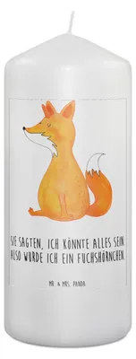 Produktbild von Mr. & Mrs. Panda Kerze Einhorn Fuchs 19 x 8 cm - Weiß - Geschenk, Erinnerungslicht, Füchse, Unicorns, Bedruckte, Stumpenkerze, Erinnerungskerze, Einhörner, Unicorn