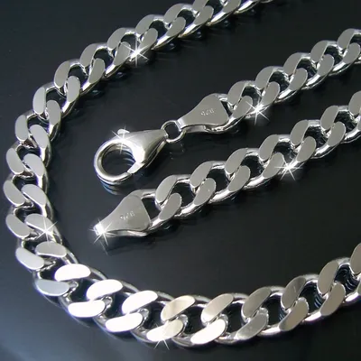 Produktbild von K10560-55 Panzerkette flach 6mm breit 925 Sterling Silber Kette 55cm