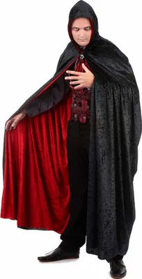 Immagine prodotto di Mantello reversibile da vampiro con cappuccio accessorio di Halloween nero-rosso - Taglia unica