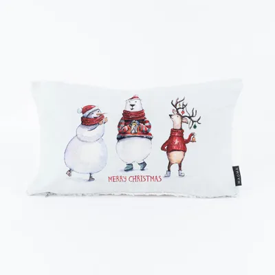 Produktbild von Magma Wende-Kissenhülle Merry Christmas Plüschrückseite weiß 30x50cm