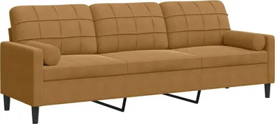 Produktbild von vidaXL Sofa 3-Sitzer mit Zierkissen Braun 210 cm Samt