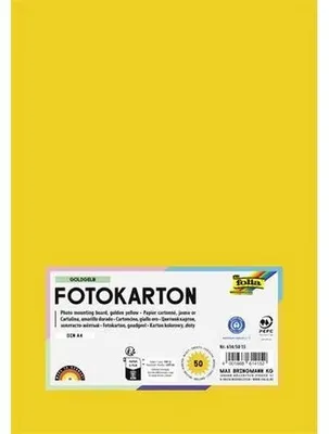 Dekoračný kartón, 2 stranný, A4, 300 g, 50 listov, FOLIA, zlatožltý