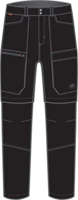 Zinal Hybrid Zip Off Pants von Mammut; schwarze Trekkinghose mit Reißverschluss zum Abnehmen der Beine; mehrere Taschen.