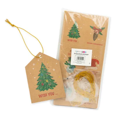 Produktbild von itenga 24er Set Geschenkanhänger Weihnachten Kraftpapier