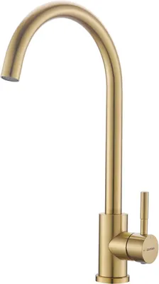Produktbild von Kš¹chenarmatur, Einhebel-Kš¹chenmischer, 360¡ã schwenkbar, 2 Wasserauslaufarten, Warm- und Kaltwasser-Kš¹chenmischer aus Edelstahl, Gold