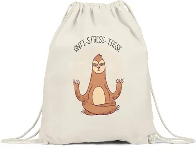 Produktbild von Anti-Stress Turnbeutel Gymsack Meditation Lustig Spruch Ironie Faultier Geschenk-Idee Bürokollegen Chillen