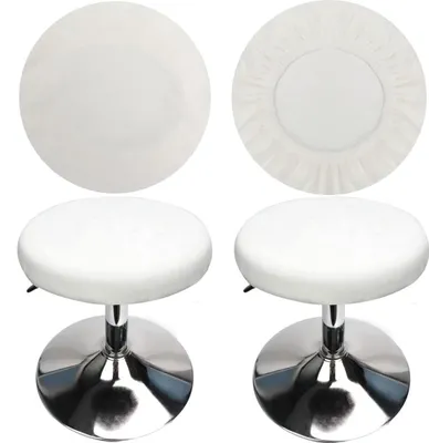 Produktbild von HuaLiSiJi Bezug für Barhocker Rund 30-40cm, r Stoff, Rund Dehnbar Knitterfrei Waschbar Staubdicht Hocker Bezug (2 PCS Weiß)