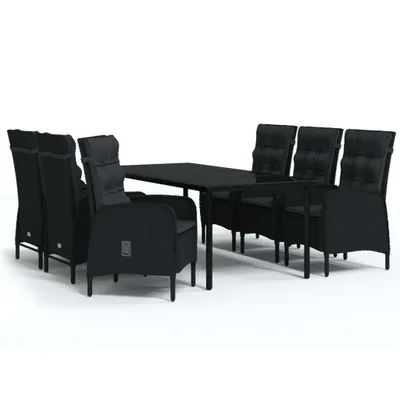 Produktbild von 7-tlg. Garten-Essgruppe mit Kissen Schwarz