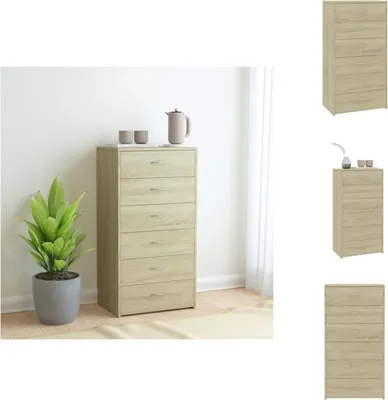Immagine prodotto di vidaXL Credenza 6 cassetti rovere Sonoma 50x34x96 cm materiale legno - Credenze
