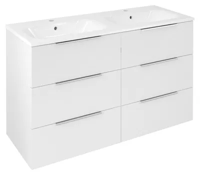 Immagine prodotto di Mobiletto CIRASA con doppio lavabo121x77x46cm, bianco lucido