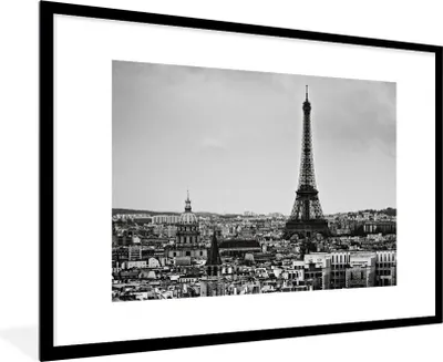 Produktbild von MuchoWow® Gerahmtes Poster Die Skyline von Paris 90x60 cm - Poster mit Schwarzem Bilderrahmen Wandposter Rahmen Foto Bilder - Wanddekoration - Fotos