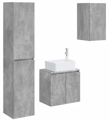 Produktbild von Badezimmermöbel-Set 3 stk. Betongrau 33 x 34,5 x 160 cm