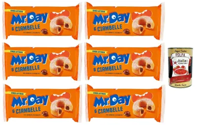 Produktbild von Mr.Day Ciambella Cioccolato, Ciambella con ripieno di crema al cioccolato senza lattosio, Donut mit Schokoladencremefüllung, kuchen laktosefrei 6x 300g+ Italian Gourmet polpa 400g