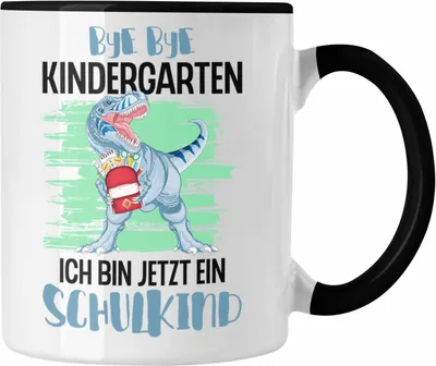 Produktbild von Trendation - Einschulung Junge Dino Geschenk für Schultüte Füllung Tasse Schulstart 1. Schultag Schuleinführung Schulanfang Geschenkidee Schulkind 2022 (Schwarz)