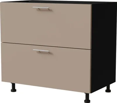 Produktbild von Schubladenunterschrank BRERRA 90cm HETTICH Vollauszug Farbe wählbar BR-D2A/90/1A,RAL 1016 graubeige Matt,schwarz