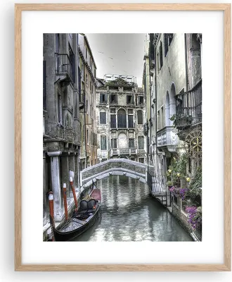 Produktbild von Gerahmtes Poster - Rahmen in heller Eiche - Venedig Brücke Wasser - 40x50 cm - Wand Bild - Wanddeko - Wandbilder - Wandposter - Bilderrahmen - Bilder - Kunstdruck - Wandbild - P2NPA40x50-3522