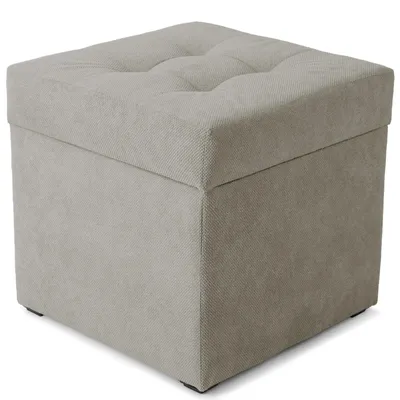 Obrázok produktu pre MG Design, šedý taburet s úložným priestorom, 45x45 cm - objem úložného priestoru 50 litrov, nosnosť do 300 kg, stabilný a ľahko udržiavateľný, vhodný do obývačky, spálne a chodby