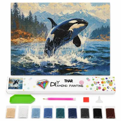 Produktbild von THAR Diamond Painting Springender Orca 40 x 50 cm Komplettset