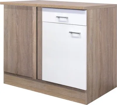Produktbild von Eckunterschrank Küche - 110 cm breit - Weiß Sonoma Eiche – Salerno
