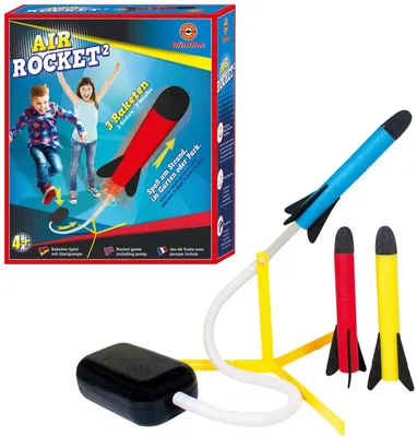 Produktbild von Paul Günther 1556 - Raketen-Spiel Air Rocket² mit Startpumpe und 3 Raketen aus Schaumstoff, für Kinder ab 4 Jahren, toller Spaß am Strand, im Garten oder Park