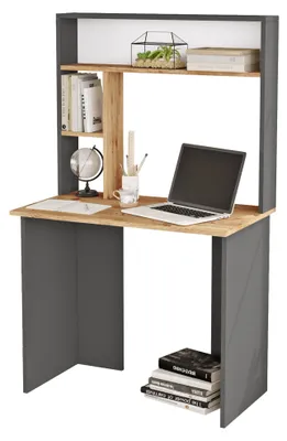 Produktbild von Nicotera - Schreibtisch, 90x52x149h cm Eiche Braun, 3 Regalböden