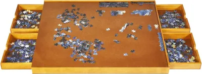 Obrázok produktu pre COSTWAY Stôl na puzzle so 4 zásuvkami, Puzzle Plateau až na 1000-1500 dielikov puzzle, Puzzle Board Wood, Puzzle Board s rovnou pracovnou plochou, 80 x 65 cm