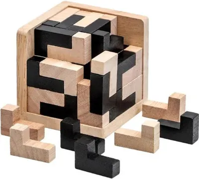 Produktbild von 3D Puzzle Kinder l Holz Würfel Lernspielzeug Knobelspiel Pädagogisches Denkspiel Montessori Spielzeug