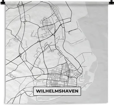 Produktbild von MuchoWow® Wandteppich Wandbehang Wilhemshaven - Karte - Stadtplan 150x150 cm Tapisserie Dekoration Wandtuch - Wohnaccessoires - Modernes