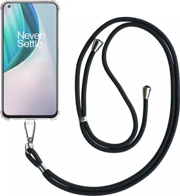 Immagine prodotto di Custodia per telefono adatta a OnePlus Nord N10 trasparente antiurto con cordino universale staccabile - Custodia Cover in silicone antiurto con cordino - Smartphonics