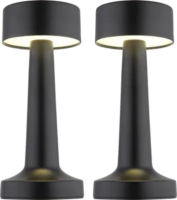 Produktbild von 2x LED Tischleuchte, schwarz matt, Touchdimmer, Akku, H 21 cm