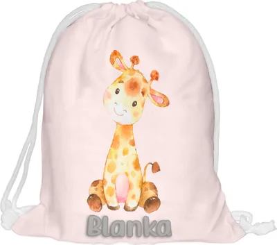 Produktbild von Kinder Turnbeutel mit Namen Beutel Fullprint Tasche Gymsac Jutebeutel Print Bag Fitness Giraffe [010]